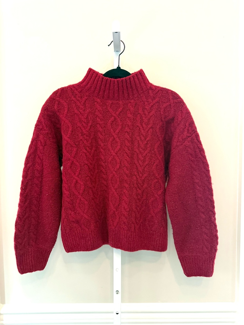 Scotch & Soda Cable Knit Turtleneck Sweater Wool Blend Red Size S